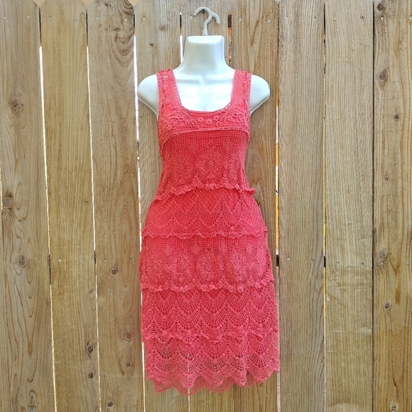 American Rag - Coral Crochet Mini Dress - Picture 1 of 13